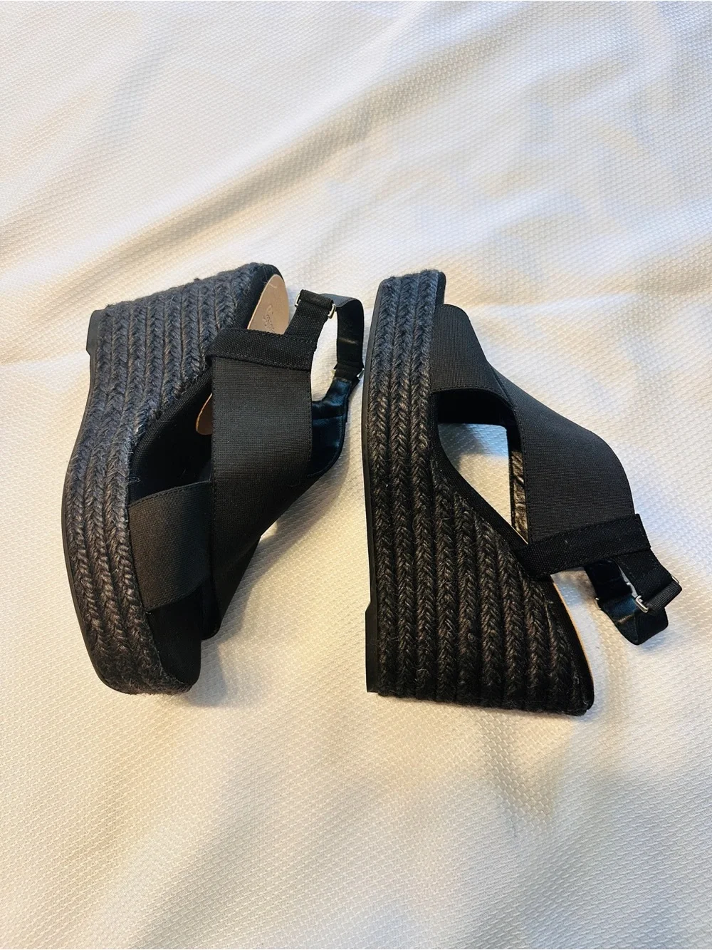 Castaner Black Crisscross Espadrille Wedges with Slingback Strap